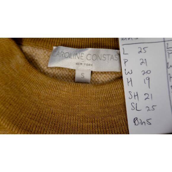 CAROLINE CONSTAS Camo Wool Knit Metallic Balloon Sleeve Crewneck Sweater SMALL - Picture 8 of 8